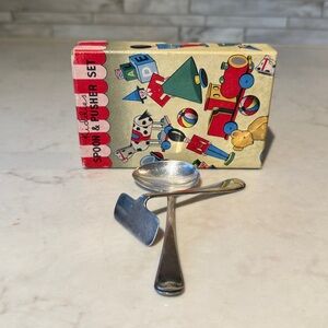 Sheffield England Vintage Child’s Spoon & Pusher Set